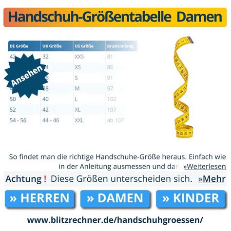 handschuh größen tabelle